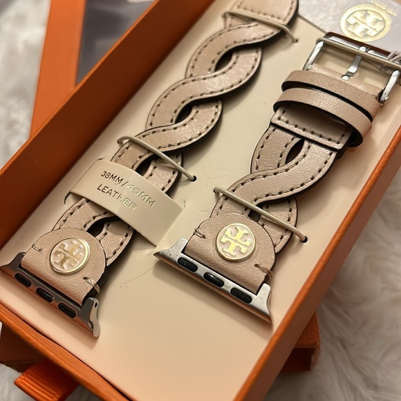 NEW $125 Tory Burch Braided Leather 20mm Apple Watch® Watchband - Picture 3 of 11